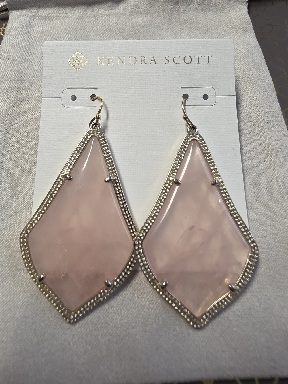 Kendra Scott Rose Quartz Alexndra Earrings in Gold
